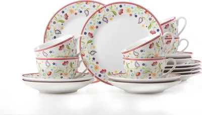 Obrázek produktu pro Kávový servis Flirt Doppio Shanti 18 dílů s květinovým vzorem, porcelán