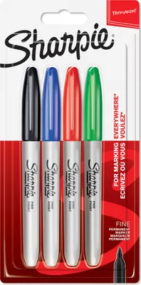 Produktbild von Sharpie Permanent Marker | Marker Stifte mit feiner Spitze | gemischte Farben | 4 Stück