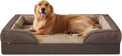Produktbild von Orthopädisches Hundebett 89 x 64 x 17 cm, Memory-Schaum, dunkelbraun, für mittelgroße Hunde