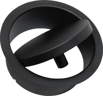 A black circular vent with a movable flap, shown against a white background.