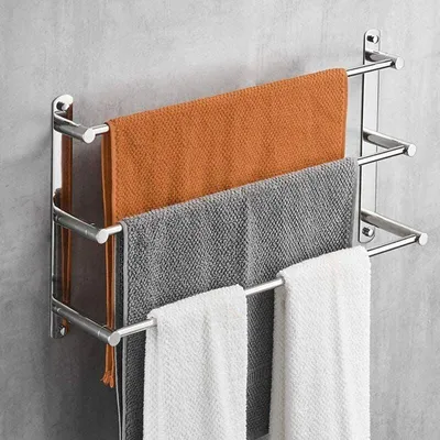 Produktbild von Handtuchhalter Edelstahl 304, 3 Stangen, 40 cm, Wandmontage, Für Bad Und Küche