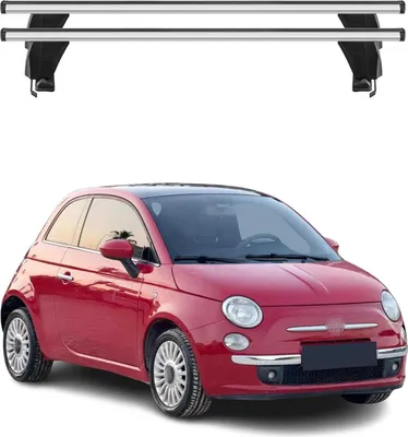 Image de Menabo Barres de toit Transversales pour Fiat 500 2007-2024 Alu Gris ABE 2x