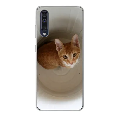 Produktbild von MuchoWow® Handyhülle Schutzhülle Hülle für Samsung Galaxy A50 Katze - Mülleimer - Weiß Silikon Softcase Handy Hülle - Mobiltelefonhülle