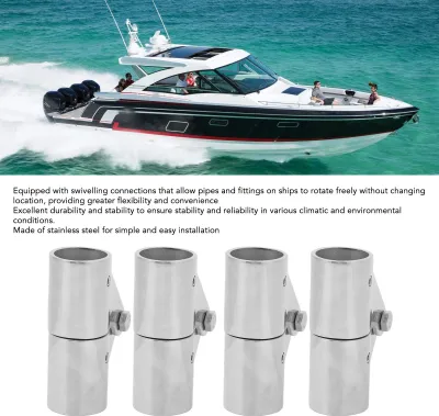 Produktbild von 4 Stück drehbarer Rohrverbinder, 25 mm, Edelstahl, robust, stabil, Boot für Marine-Yachten, aufblasbar