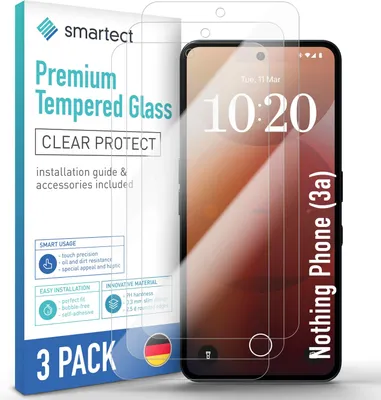 Produktbild von 3x Schutzglas Panzerfolie Klar für Nothing Phone (3a) Displayschutz Hartglas