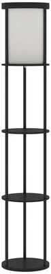 Immagine prodotto di Lampada da Terra LED con Ripiani Rotondi Ø29 x 158A cm Paralume in Tessuto Interruttore a Pedale e Telecomando Nero