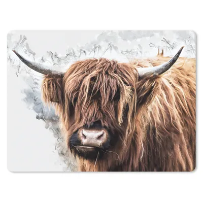 Produktbild von MuchoWow® Mauspad Mousepad Schottischer Highlander - Tiere - Rauch 40x30 cm - Mousepads - Maus Mat - Pad - Mausunterlage - Anti Rutsch