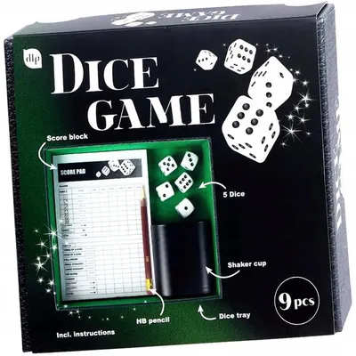 Produktbild von Würfelspiel Set: 5 Würfel, Becher, Block - Ideales Geschenk
