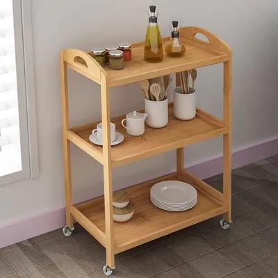 Image de Chariot de service à roulettes, plateau de cuisine, pour la salle à manger, le salon, le télétravail