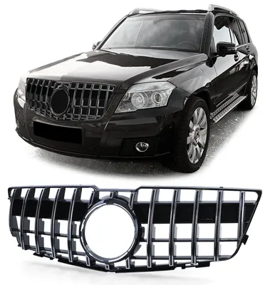 Zdjęcie produktu dla Grill chłodnicy, czarny, polerowany, chromowany, do samochodów Mercedes-Benz GLK X204, rocznik 2008-2012