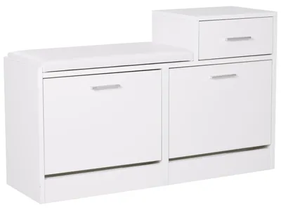 Immagine prodotto di HOMCOM Scarpiera con Panca per 12 Paia di Scarpe Legno Bianco