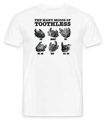 Produktbild von Spreadshirt Drachenzähmen Leicht Gemacht Ohnezahns Stimmungen Männer T-Shirt, XL, Weiß