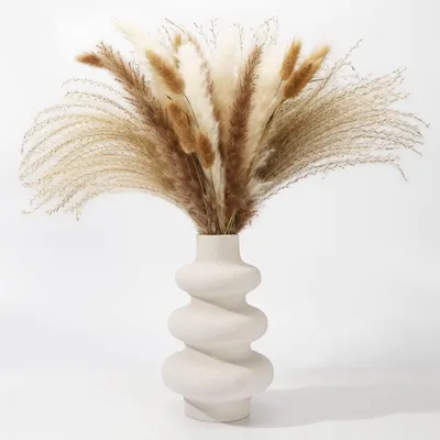 Keramikvase, matt beige, rund, 21,5 x 14,5 cm, handgefertigt