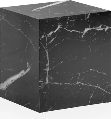 Obrázek produktu pro WOHNLING Konferenční stolek MONOBLOC 40x40x45 cm Černý lesklý s mramorovým vzhledem Obývací stolek Cube Čtvercový Konferenční stolek Lounge Odkládací stolek Kostka-