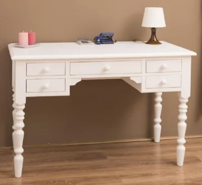 Produktbild von Casa Padrino Landhausstil Schreibtisch mit 5 Schubladen Weiß 130 x 65 x H. 83 cm - Massivholz Sekretär im Landhausstil - Büro Möbel - Massivholz Möbel - Landhausstil Möbel