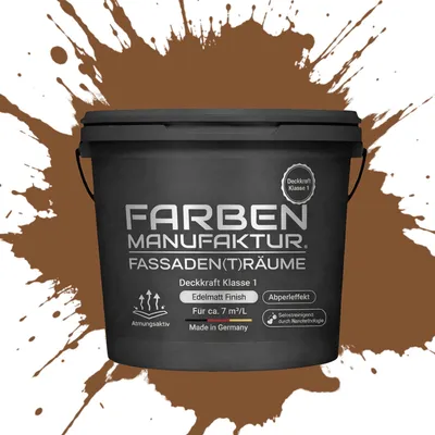 Produktbild von Fassadenfarbe Sockelfarbe Hausfarbe, Profi Silikonharzfarbe abperleffekt – RAL 8003 Lehmbraun – 10 L
