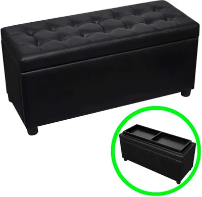 Image de Pouf de rangement Cuir synthétique Noir