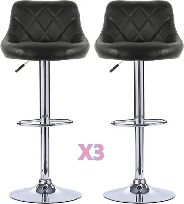 Produktbild von 6er Set  Barhocker mit Lehne  aus Kunstleder 360° drehbar höhenverstellbar - Barstuhl, Küchenhocker Schwarz