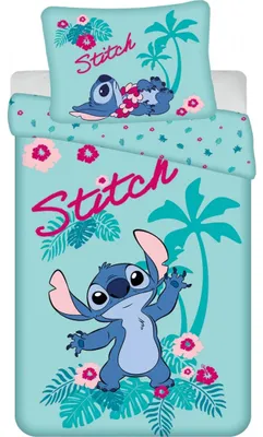 Imagen del producto de Juego de sábanas de Disney, Lilo y Stitch, con diseño hawaiano, tamaño 140x200 cm y funda de almohada 70x90 cm