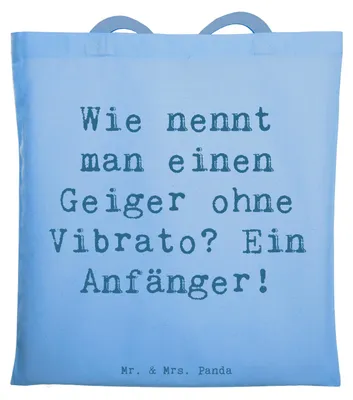 Produktbild von Mr. & Mrs. Panda Tote Bag Spruch Violine Anfänger - Sky Blue - Geschenk, Tasche, Melodien, Lernen, Jutebeutel, Musik, Streichinstrument, Stoffbeutel, Laptoptasche, Klänge