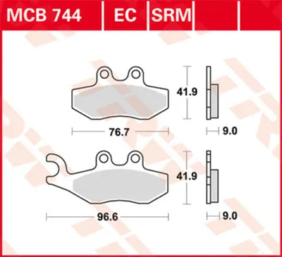 Obrázok produktu pre TRW sada brzdových doštičiek MCB744 Vespa GTS250 M45 Sportcity 50 SB Variant 125 Sport SG Nexus 250 M35