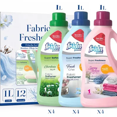 Produktbild von Frida Fabric Textilerfrischer 12 x 1L Mischpaket – Fresh, Gardenia & Spring Breeze Wäscheduft