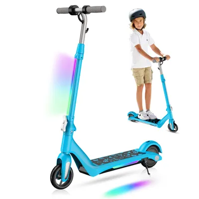 Produktbild von Elektroscooter Blau Für Kinder ab 6-15 Jahren mit LED-Anzeige E-Scooter Bunte Neonlichter, Einstellbare Höhe und Geschwindigkeit, Faltbarer Elektroroller Beste Geschenke