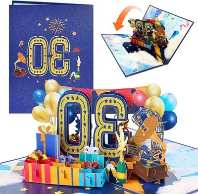 Produktbild von 30-Jahre-Geburtstag-3D-Pop-Up-Karte - Romantische Geburtstagskarte für Frauen und Männer - Inklusive Umschlag