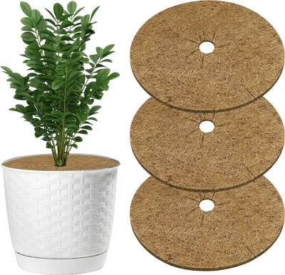 Obrázek produktu pro OFFCUP kokosový mulčovací kotouč 60 cm, 3 kusy rohož z kokosových vláken kulatá kokosová rohož zimní ochrana kokosová ochrana rostlin kokosový kotouč 60 cm kokosové rohože na ochranu rostlin, ochrana proti chladu, ochrana proti mrazu, ochrana proti vlhkosti