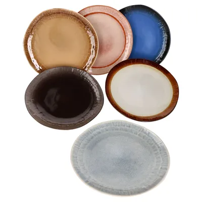 Zdjęcie produktu dla Earth zestaw 6 talerzy obiadowych Ø26,5cm 6 osób 6 kolorów Talerz grillowy