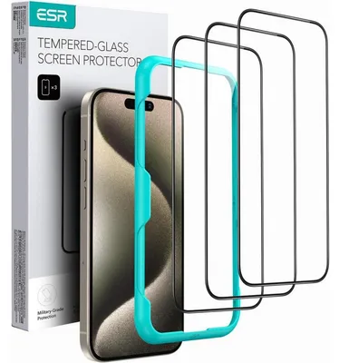 Produktbild von Displayschutzfolie für iPhone 15 Pro Max, 3 Stück, gehärtetes Glas, 9H Härte, Vollbildschutz, HD klar, kratzfest