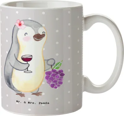 Produktbild von Mr. & Mrs. Panda Kaffeetasse Winzerin Herz - Grau Pastell - Geschenk, schöne tasse, Keramiktasse, Kaffeebecher, Trinkbecher