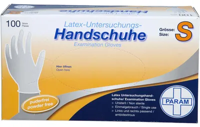 Produktbild von PARAM Latex-Untersuchungs-Handschuhe puderfrei Größe S, 100 St. Handschuhe