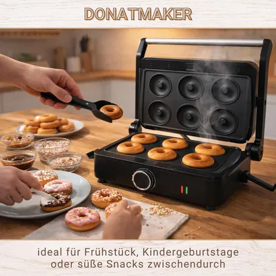 Immagine prodotto di Apparecchio combinato multifunzionale con piastre intercambiabili SM-1000W-Toledo Donut Maker