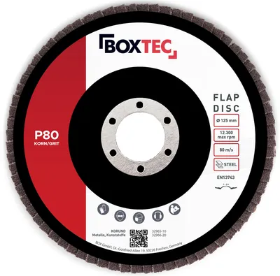 Produktbild von BOXTEC Fächerscheiben BRAUN 125mm Lamellenscheiben für Metall & Holz, Körnung:P80 - 10er Pack
