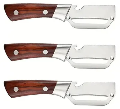 Obrázek produktu pro Dvoukomponentový multifunkční škrabka na zeleninu z nerezové oceli, kuchyňské náčiní 2 v 1 s otvíračkou na lahve, ergonomický dárek pro milovníky vaření. Verze: 3 kusy