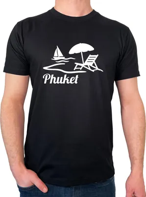Produktbild von Huuraa Herren T-Shirt Phuket Inselmotiv Thailand XXL Black Bio Baumwolle Fairtrade Herrenshirt Geschenkidee