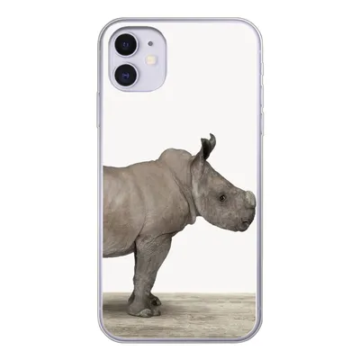 Produktbild von MuchoWow® Handyhülle Schutzhülle Hülle für iPhone 11 Rhinozeros - Tiere - Jungen - Mädchen Silikon Softcase Handy Hülle - Handytasche
