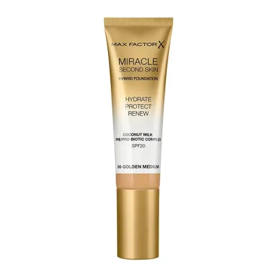 Produktbild von Max Factor Miracle Second Skin, Tube, Creme, Jeder Hauttyp, Feuchtigkeitsspendend, Schutz, Mittel, Golden Medium