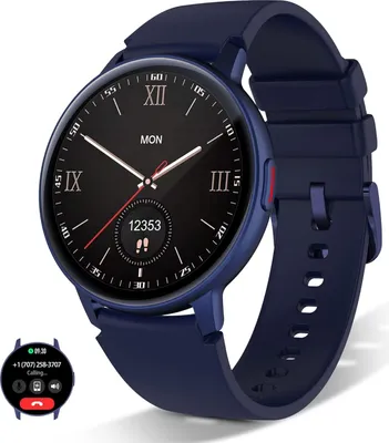 Produktbild von Smart Watch für Männer, 1,3 Zoll rund, kompatibel mit Android/iOS, IP68 wasserdichter Fitness-Tracker, KI-Sprachsteuerung, Herz- & Schlafüberwachung