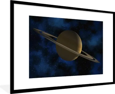 Produktbild von MuchoWow® Gerahmtes Poster Saturn mit seinem Ring gegen einen dunkelblauen Himmel 90x60 cm - Poster mit Schwarzem Bilderrahmen Wandposter Rahmen Foto Bilder - Wanddekoration - Fotos