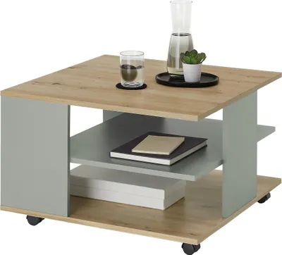 Obrázek produktu pro Couchtisch >Fay< 4 Rollen, Artisan Eiche Imitace, Salbei - 70x44x70 (BxHxT)