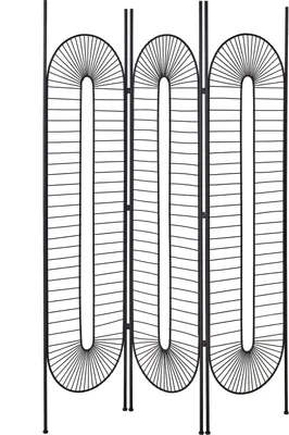 Produktbild von BELIANI Raumteiler Schwarz Eisen 135 x 170 cm 3-Teilig Freistellbar Faltbar Modern Wohnzimmer Schlafzimmer Garderobe Innenbereich Stellwand Paravent