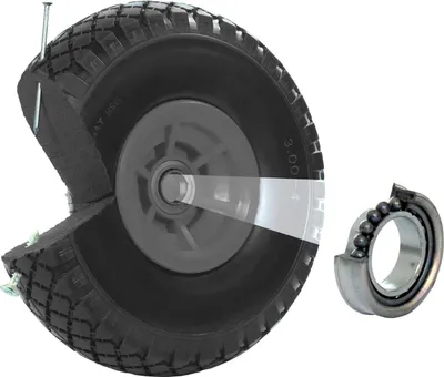 Produktbild von Sackkarrenrad PolyurethanRad 260x85 mm 3.00-4 60 mm versetze Nabe Ø 20 mm grau Vollgummi Bollerwagen