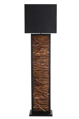 Produktbild von SalesFever Stehleuchte Natur/Schwarz 163 cm | Schirm Stoff | Gestell Heveaholz & Treibholz & Metall | B 35 x T 20 x H 163 cm | schwarz – natur