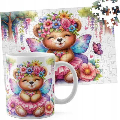 Zdjęcie produktu dla Zestaw Kubek + Puzzle 110El - Zwierzęta Miś Niedźwiadek