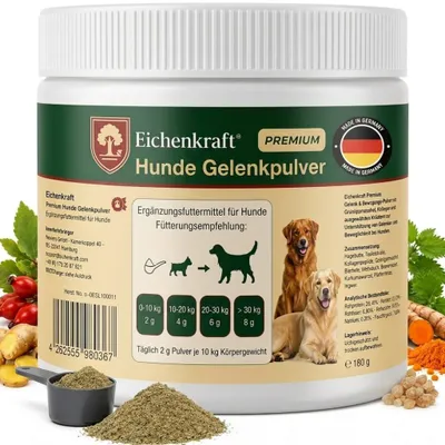 Produktbild von Gelenkpulver Hunde Grünlippmuschel Kollagen Teufelskralle Hagebutte 180 g