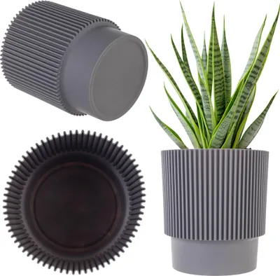 Immagine prodotto di KADAX vaso da fiori 13cm copripiante supporto per fiori plastica grigio