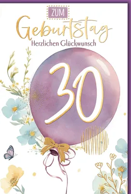 Produktbild von 30. Geburtstag Luftballon herzlichen Glückwunsch Glückwunschkarte mit Umschlag