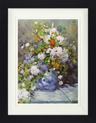 Obrázek produktu pro Pierre Auguste Renoir Zarámovaný obraz s elegantním paspartou | Wall Art | V rámu - Velká váza s květinami, 1866 (40 x 30 cm)
